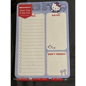 Bonjour 2024 Sanrio Hello Kitty Blue Desk Pad Gel Pen Set - 100 Pages *NEW*